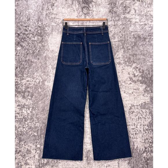 Zara Jeans 4 Womens Marine Straight Patch Pocket Dark Wash Denim - Picture 2 of 6